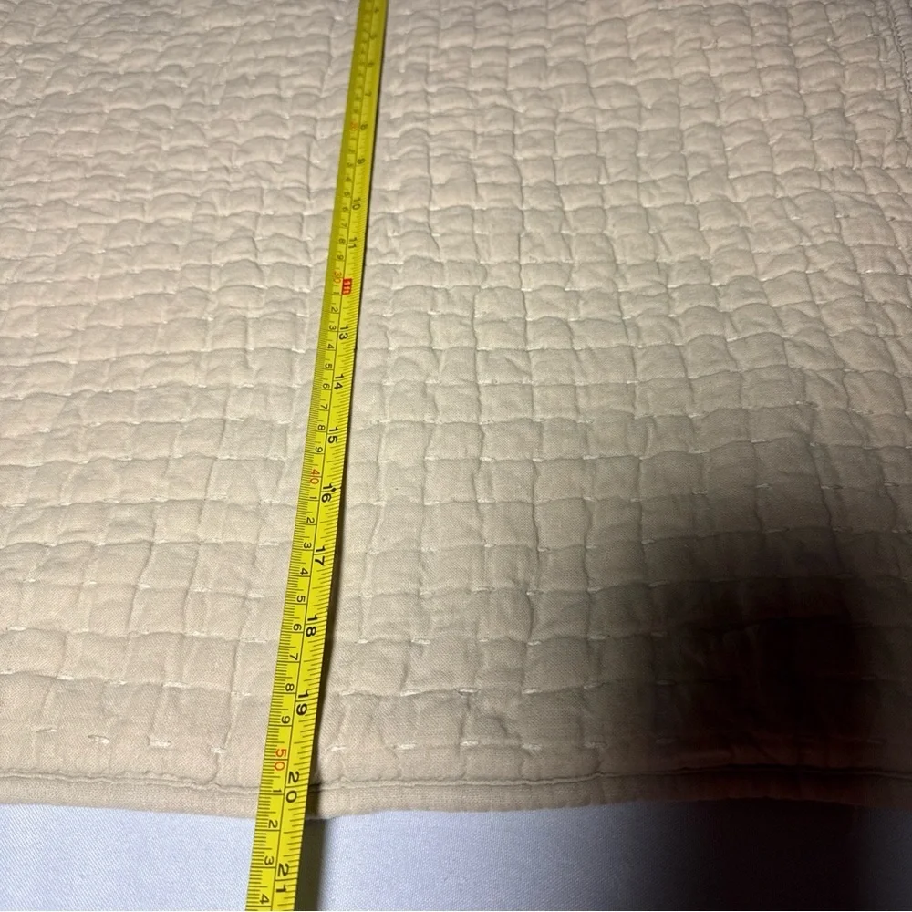 2 Pottery Barn Pick Stitch Standard Pillow Shams Linen CTN Quilted CottageCore